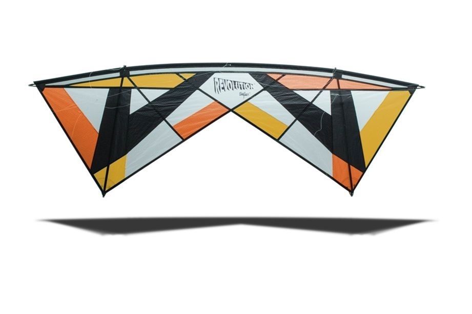 Revolution REFLEX XX Vierleiner-Lenkdrachen/Stabdrachen (4-Leiner) KITE ONLY - 249 cm x 84 cm weiß/schwarz/orange/gelb
